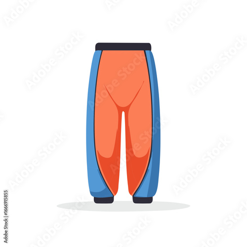 Cartoon Illustration of Stylish Orange and Blue Pants, Featuring a Comfortable and Modern Design, Fashion Apparel Item