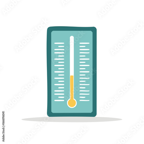 Stylized temperature thermometer with color bar indicating the measured hotness or coldness on temperature scale
