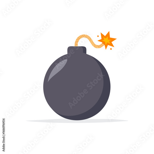 Cartoon Bomb with Burning Fuse Explosive Vector Illustration Graphic