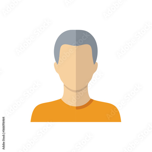 Abstract person avatar with grey hair and orange shirt for web and print usage