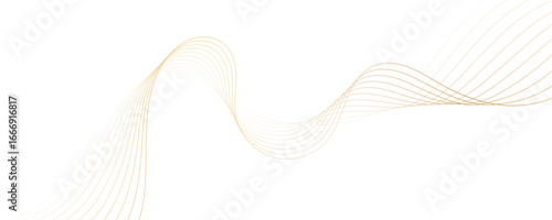 Minimal abstract background with golden curved lines and elegant wave pattern design. Digital energy waves technology concept modern backdrop design for business, presentation, banner.