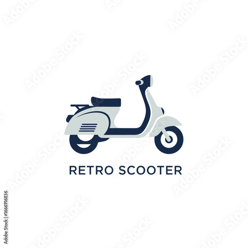 Retro scooter illustration, vintage design.  Perfect for logos or graphics.