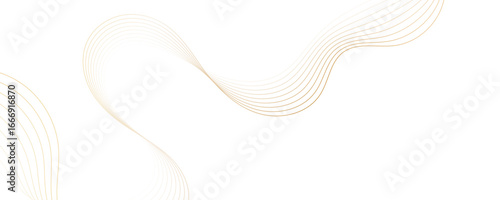 Minimal abstract background with golden curved lines and elegant wave pattern design. Digital energy waves technology concept modern backdrop design for business, presentation, banner.