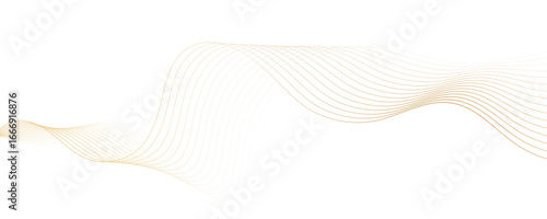 Minimal abstract background with golden curved lines and elegant wave pattern design. Digital energy waves technology concept modern backdrop design for business, presentation, banner.