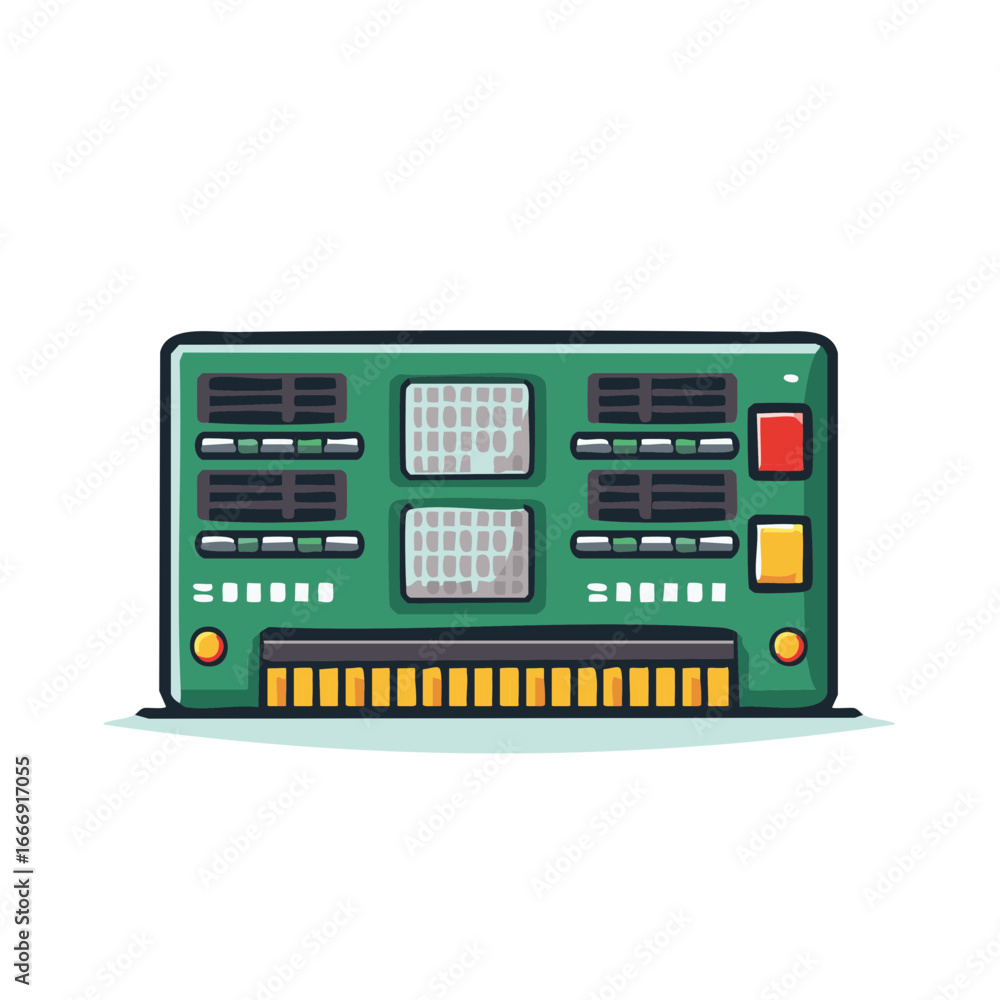 Fototapeta premium Illustration of Computer RAM Module Component Parts for Processing Information