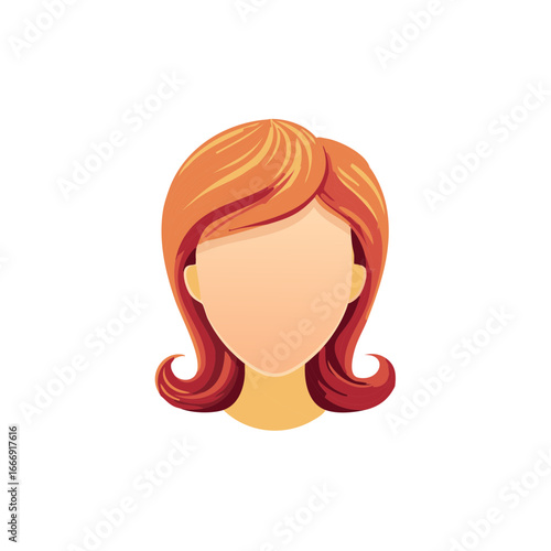 Red Haired Woman Portrait Illustration Faceless Character
