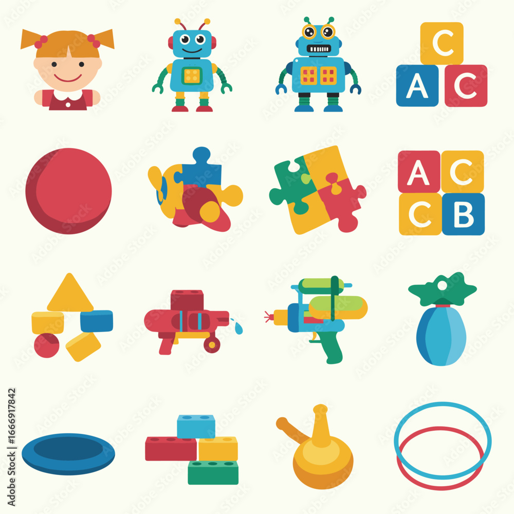 Fototapeta premium kids toys vector icon set