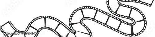 Cinema filmstrip roll on white background. Blank negative film. 35mm film slide frame. Cinema or photo frames. Long, retro film strip frame. Vector illustration
