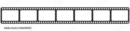 film strip icon used for videography elements, cinema reel. Filmstrip with frames, photo and videos for camera. Old white and black film tapes of 35mm. Realistic film strip on white background