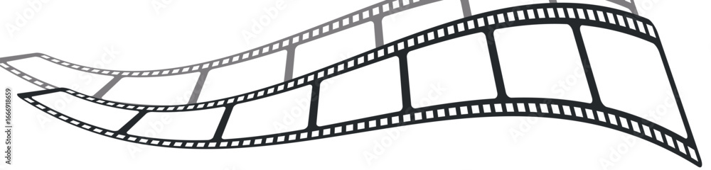 Obraz premium Cinema filmstrip roll on white background. Blank negative film. 35mm film slide frame. Cinema or photo frames. Long, retro film strip frame. Vector illustration