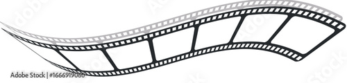 film strip icon used for videography elements, cinema reel. Filmstrip with frames, photo and videos for camera. Old white and black film tapes of 35mm. Realistic film strip on white background