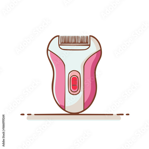 Pink and White Electric Epilator Depilation Device Cartoon Style Illustration