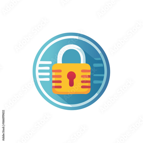 Lock Graphic Icon in Circle for Security or Encryption Concepts