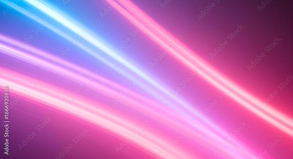 Fototapeta premium Pink and blue glowing lines gradient creates dynamic backdrop with soft shadows. Great for digital posters, branding.