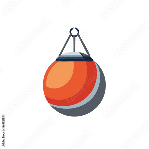 Hanging Red Boxing Punch Bag Training Sports Gear Illustration Vector Design