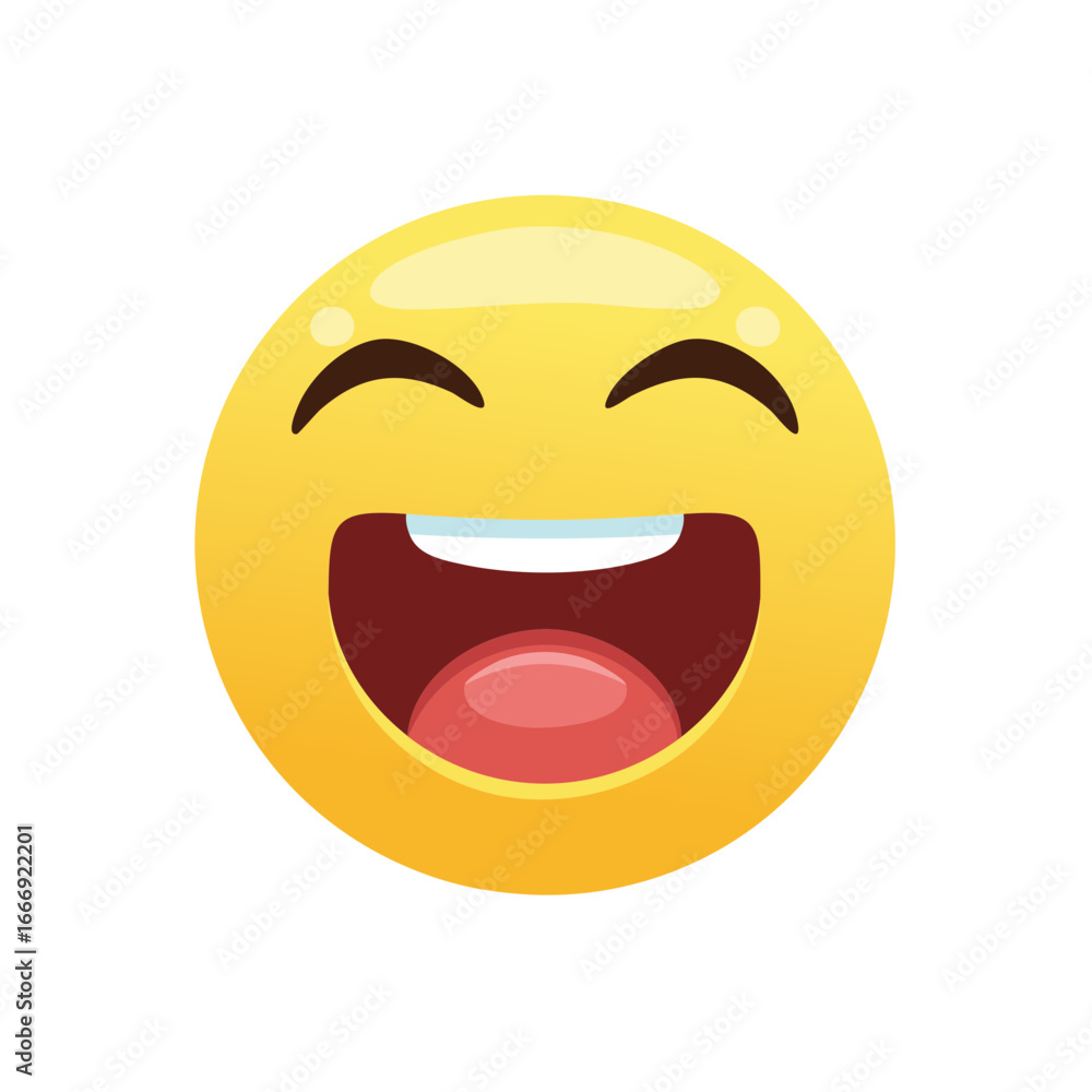 Fototapeta premium Yellow Smiley Face With a Huge Laughing Expression Emitting Positive Emotions