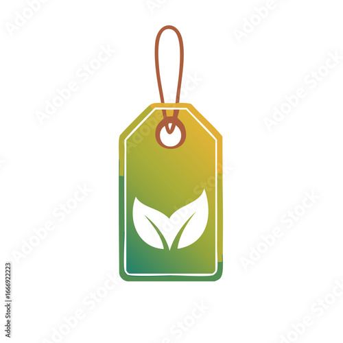 Eco Label Tag with Leaf Icon and Gradient Colors, Sustainable Product Marketing