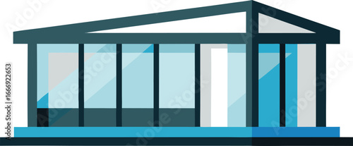 Modern building with glass facade and geometric design