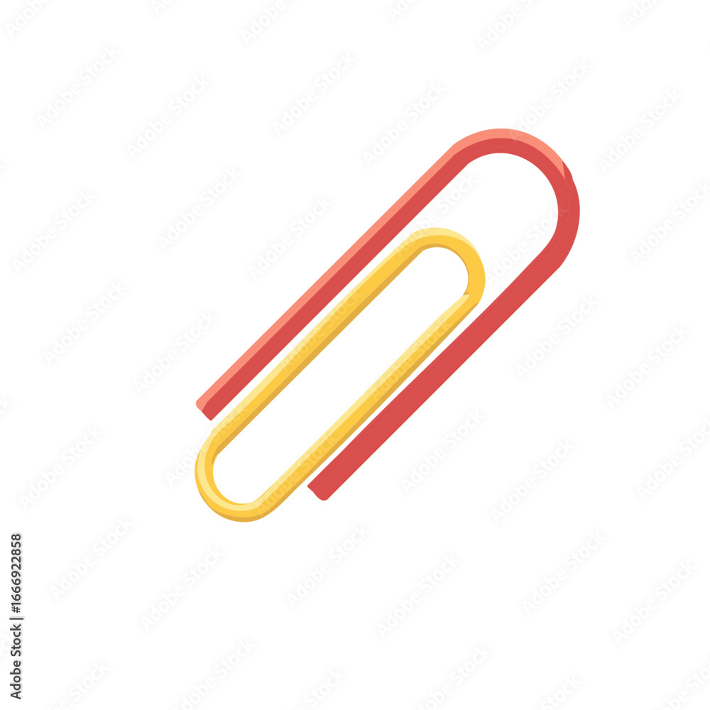 Obraz premium Vibrant Red and Yellow Paper Clip Illustration Office Supply Flat Design Icon