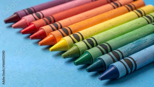 colorful crayons on white background