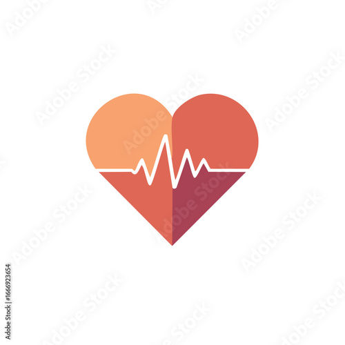 Heart Symbol with Vibrant Colors and a White Heartbeat Rhythm Line