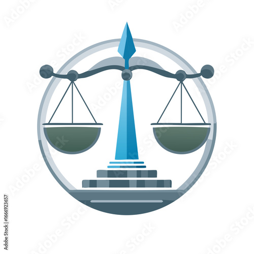 Scales of Justice Emblem in Circle Graphic Symbol for Legal Themes Law Practice Icon