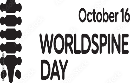 World Spine Day Logo Promoting Spinal Health Awareness Celebrated on October 16th Internationally, Featuring Spine Graphic