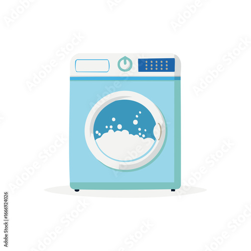 Front Load Washing Machine with Suds and Bubbles Isolated Laundry Appliance