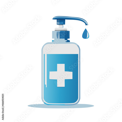 Antibacterial Hand Sanitizer Dispenser with Droplet and Medical Cross Symbol