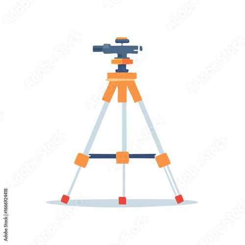 Surveying theodolite instrument with tripod stand graphic illustration
