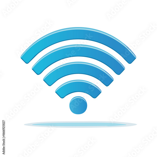 Blue wireless internet network signal wave symbol for communication and device connection