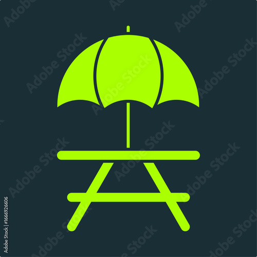 Picnic table trendy useful vector Illustration design gorgeous colorful green background
