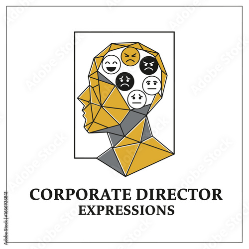 Geometric head with diverse emotions logo vector. Corporate leadership concept.