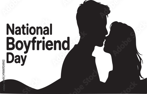 Silhouette Celebration of National Boyfriend Day A Romantic Couple's Embrace