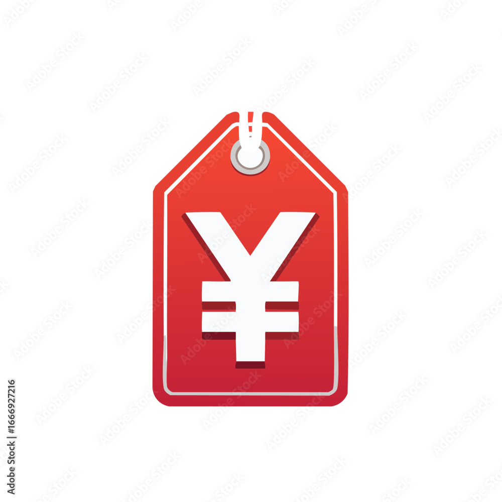Obraz premium Red price tag with Yen currency symbol isolated on white