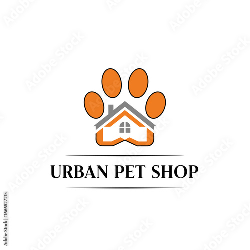 Pet shop Paw house animal logo vector