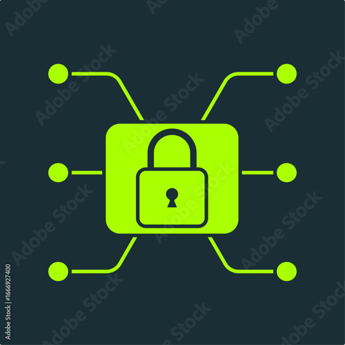 Security system trendy useful vector Illustration design handsome colorful green background