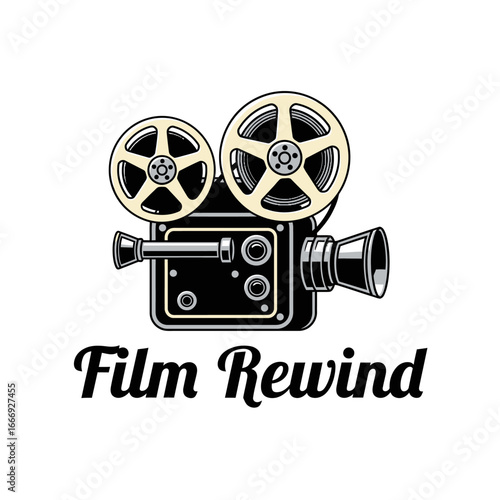 Retro film camera logo design.  Perfect for vintage movie themes.