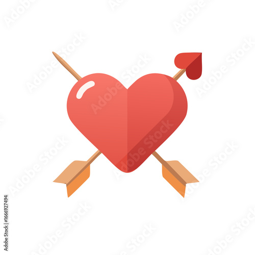Heart pierced by arrows, love concept graphic illustration