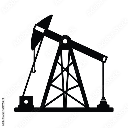 Silhouette of Oil pump jack silhouette, petroleum industry energy symbol