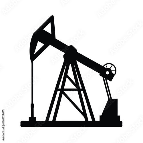 Silhouette of Oil pump jack silhouette, petroleum industry energy symbol