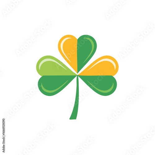 Green and yellow shamrock clover leaf symbol for St Patricks Day luck and celebration