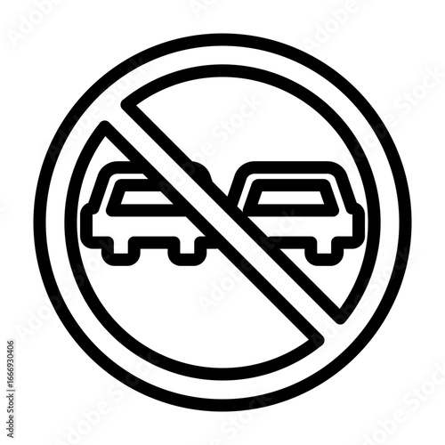 No Overtaking Sign Vector Line Icon Design