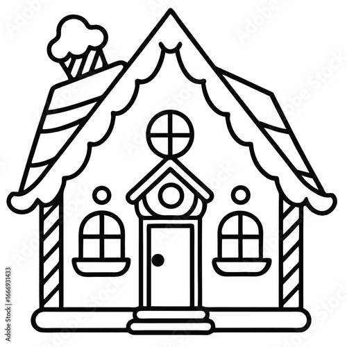 Gingerbread House line art vector