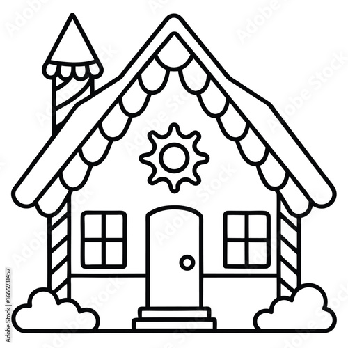 Gingerbread House line art vector