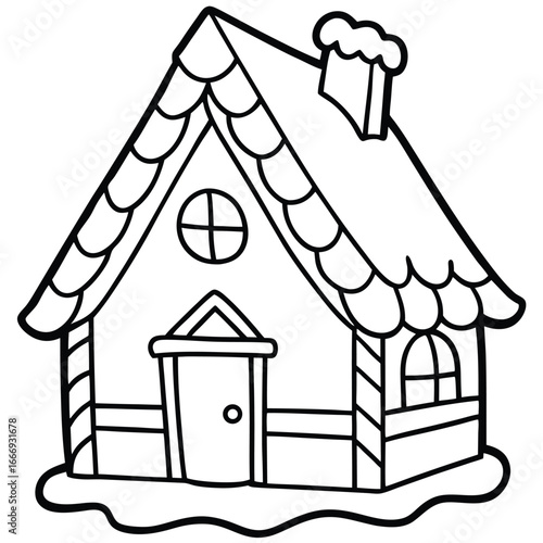 Gingerbread House line art vector