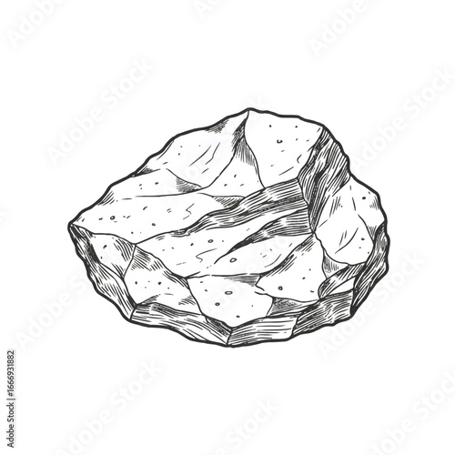 Andesite rock line art, featuring a slightly jagged outline and subtle internal grain texture, presented as a minimalist vector illustration.