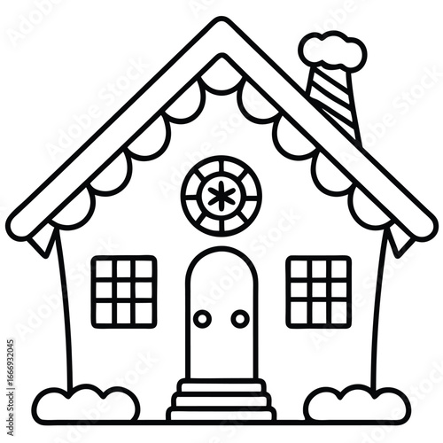 Gingerbread House line art vector