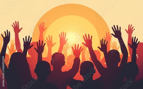 human rights day poster with hands up silhouette. High quality