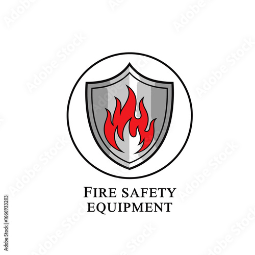 A logo for fire safety equipment, featuring a shield with a flame.